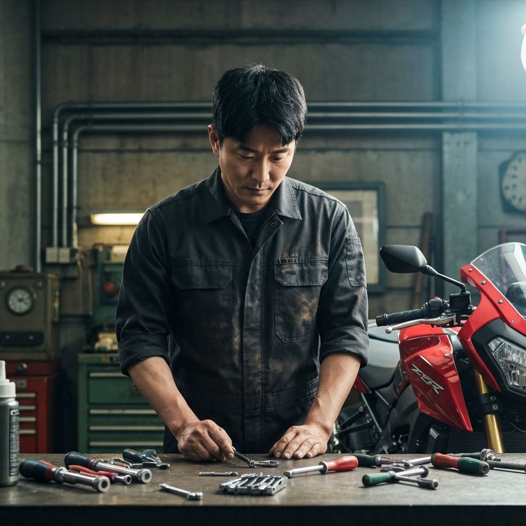 도맨바이크 전문 정비사가 오토바이를 점검하는 모습