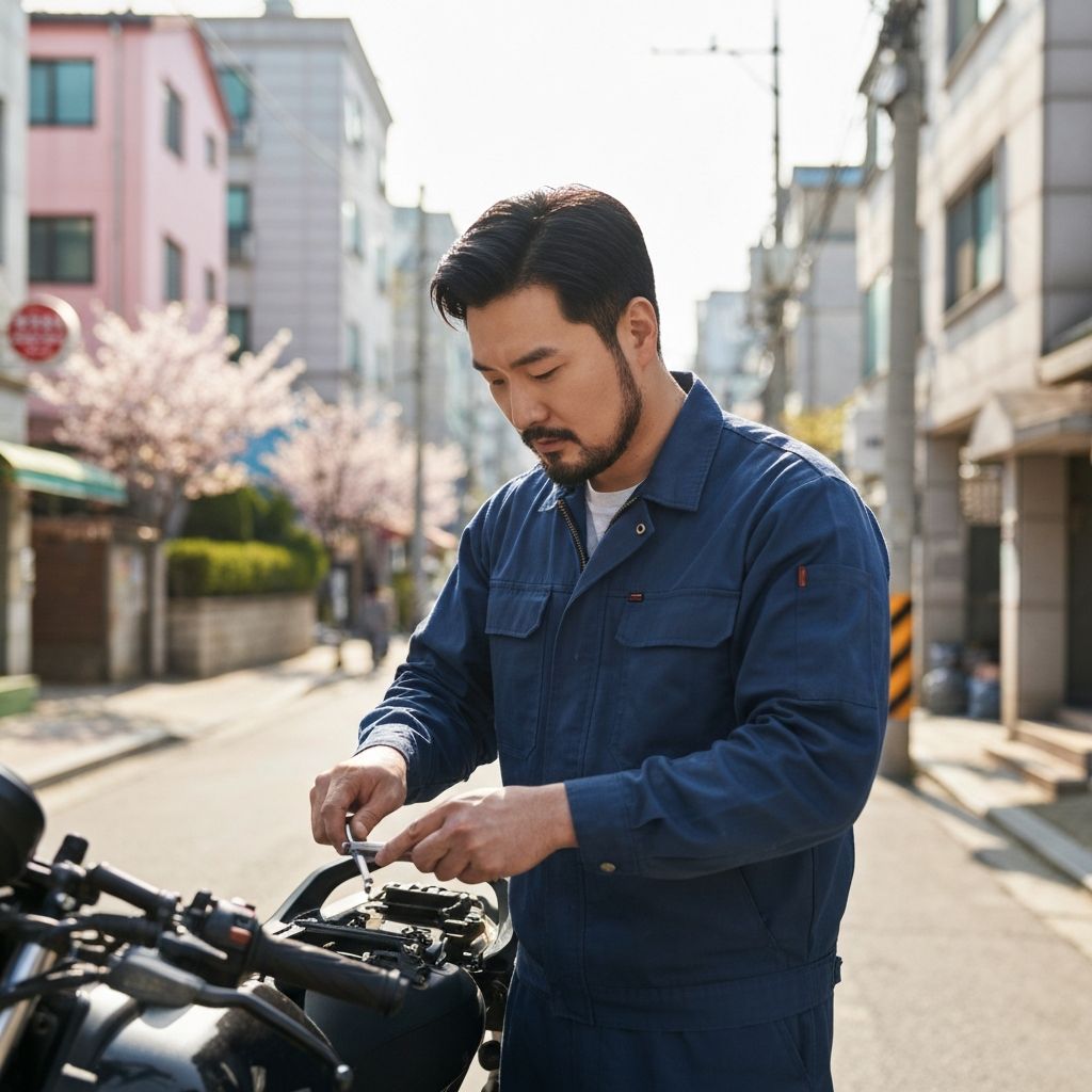 정비사가 현장에서 방문 수리하는 모습